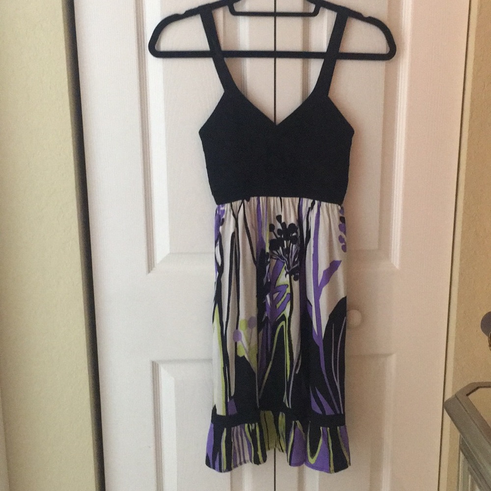 Bebe floral stretchy silk blend mini dress